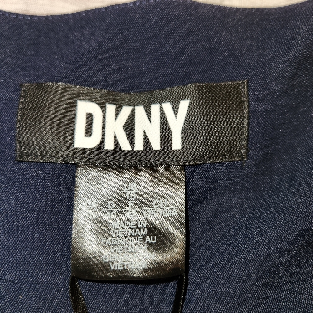 NWT DKNY Navy Blue Sleeveless Shirt Dress With Tie Size 10 Lightweight Flowy - Picture 7 of 14